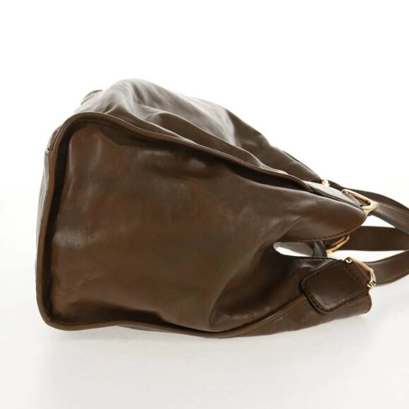 GUCCI Horsebit Shoulder Bag Leather Khaki Auth ep11163 - Picture 6 of 16